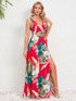 Slit Tied Printed Surplice Dress